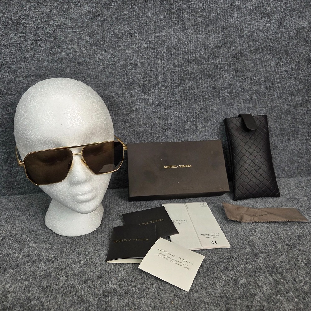 Bottega Veneta Square Sunglasses BV1012S 003 Gold 60 13 145 Made in Italy